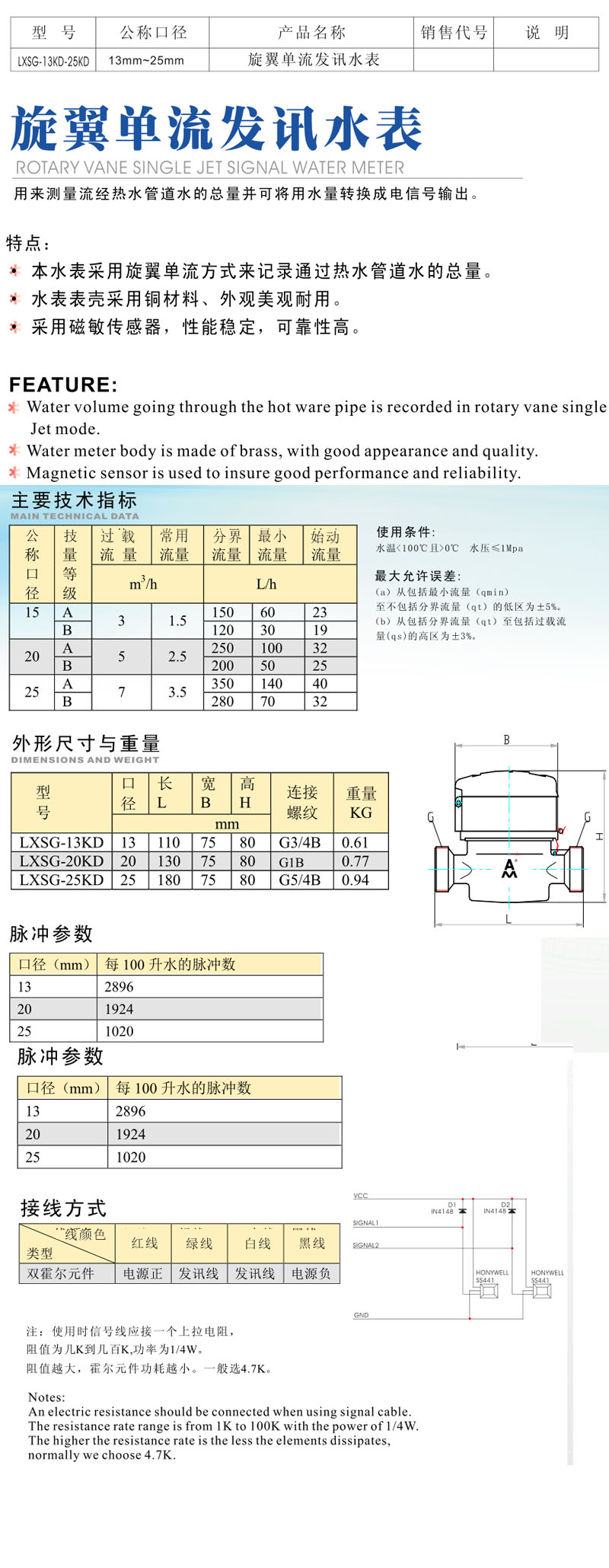 旋翼單流發訊水表